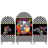 Aperturee Motocross Theme Black White Lattice Birthday Arch Backdrop Kit